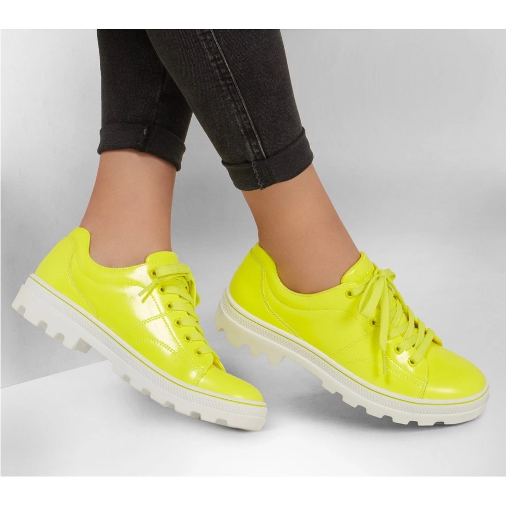 Platform Sneakers Skechers Women' 155201 Neon Yellow Roadies 90sBBY Casual Shoes